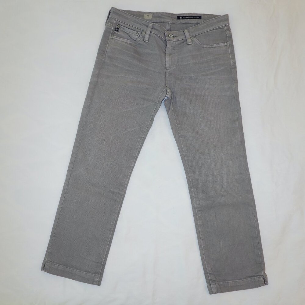AG Adriano Goldschmied grey cropped stretch jeans 28R